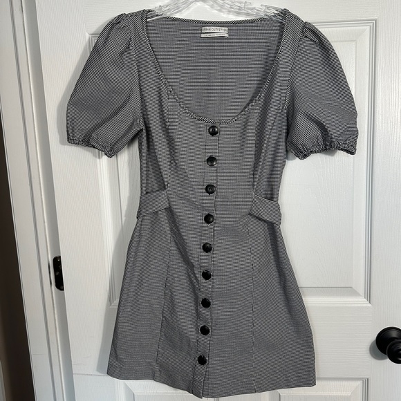 Urban Outfitters Puff-Sleeve Emily Button Up Dress, size L, stretch, mini - Picture 1 of 12